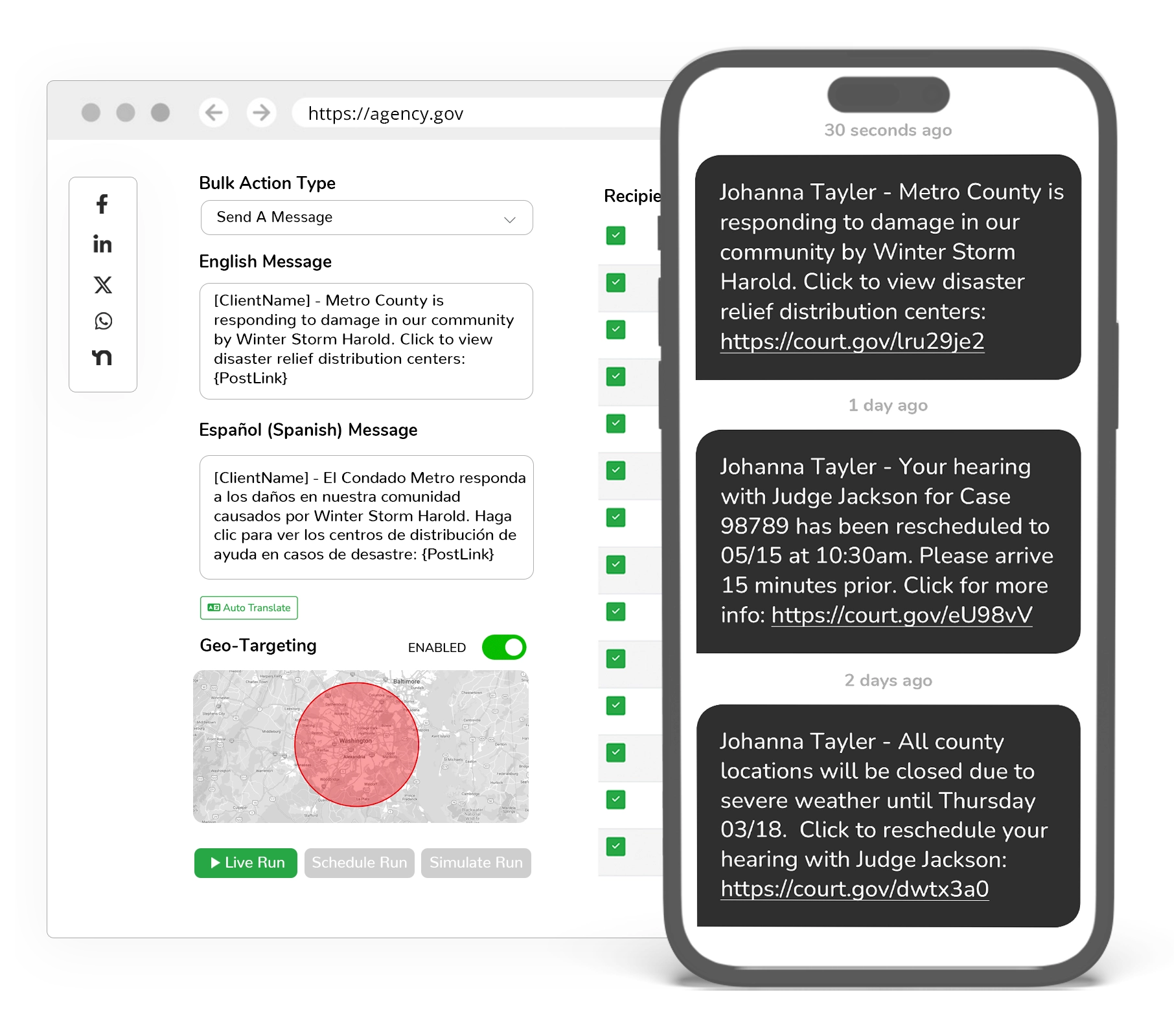 Send mass notifications to the public